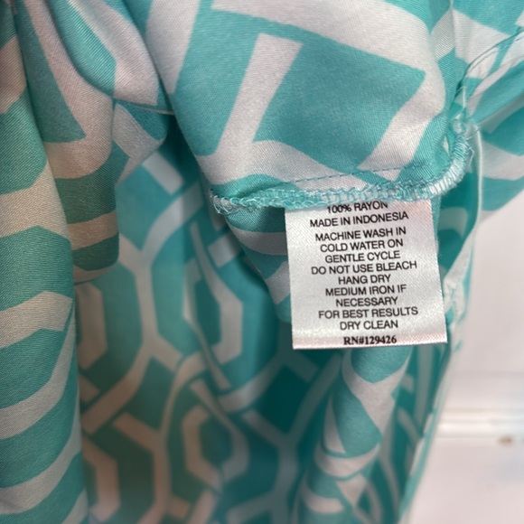 Escapade Women's Aqua Geometric Trellis Top Tunic Swim Cover NEW W1156 Sz L - Picture 6 of 8